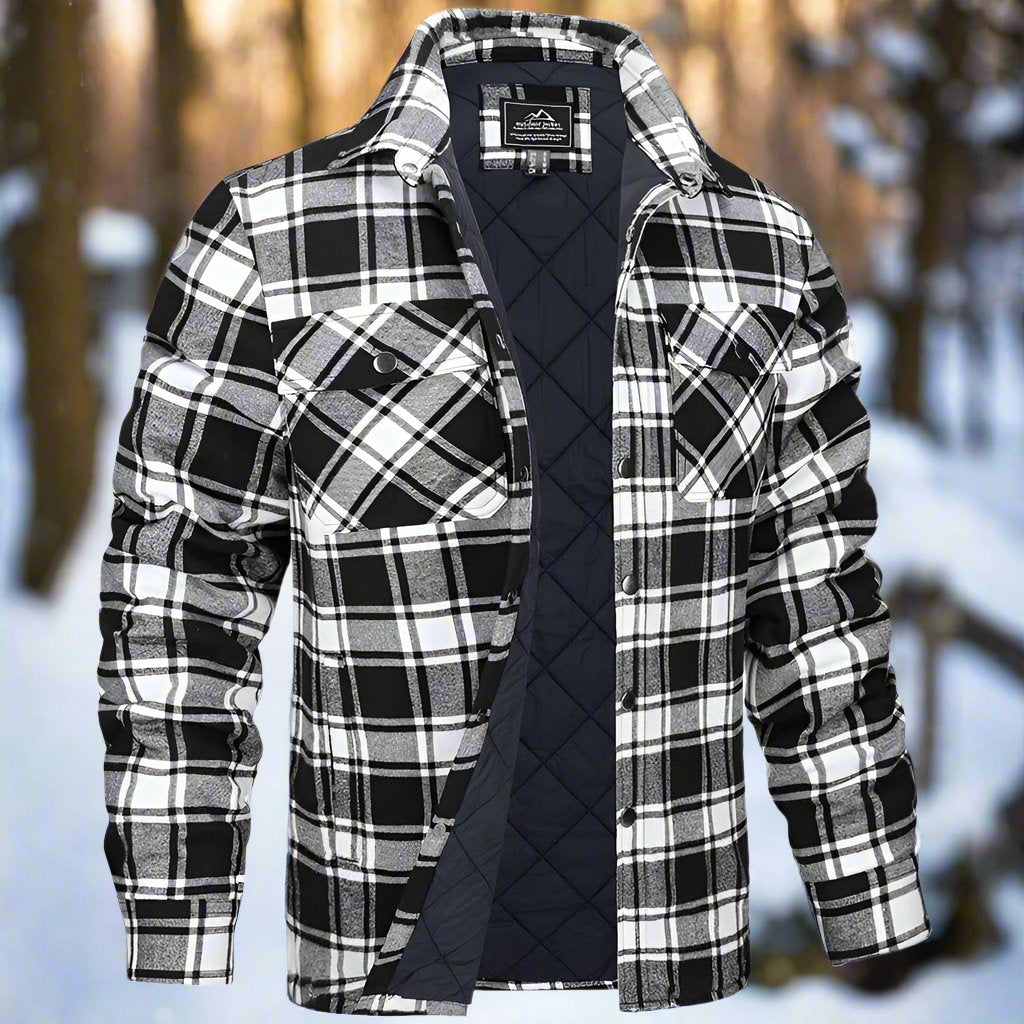 Men’s Shirt Jacket – Flannel Quilted – Relaxed Fit – Snap Front – Chest Pockets