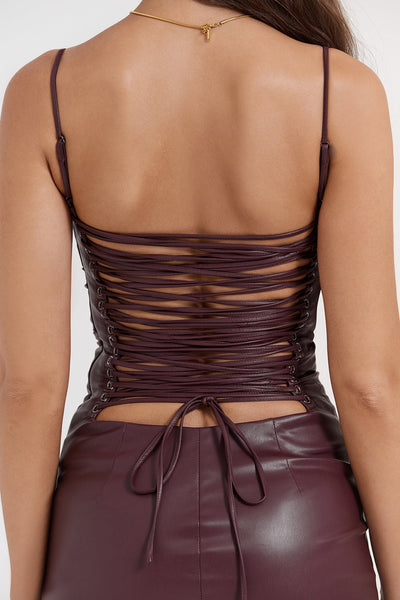 Women’s Strapless Leather Dress – Slim Fit – Spaghetti Straps – Midi Length – Elegant
