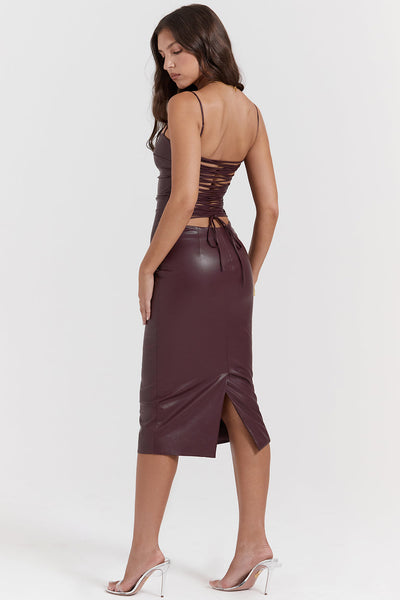 Women’s Strapless Leather Dress – Slim Fit – Spaghetti Straps – Midi Length – Elegant