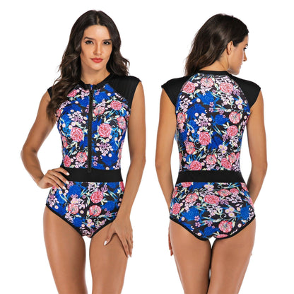 Women's Sporty One-Piece Swimsuit with Front Zipper