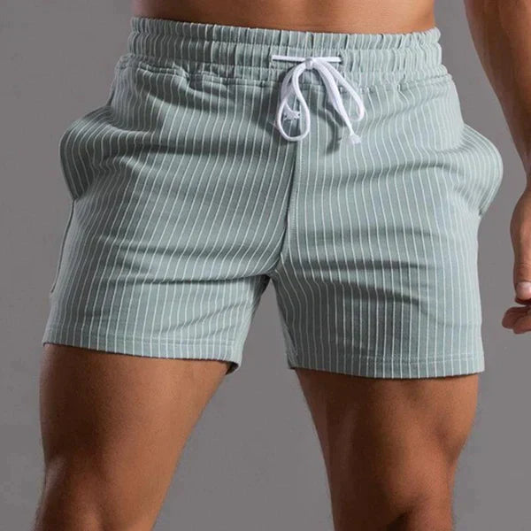 Men’s Swim Shorts – Tailored Fit – Quick-Dry Breathable Blend – Mid-Thigh Vertical Stripe