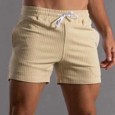 Men’s Swim Shorts – Tailored Fit – Quick-Dry Breathable Blend – Mid-Thigh Vertical Stripe