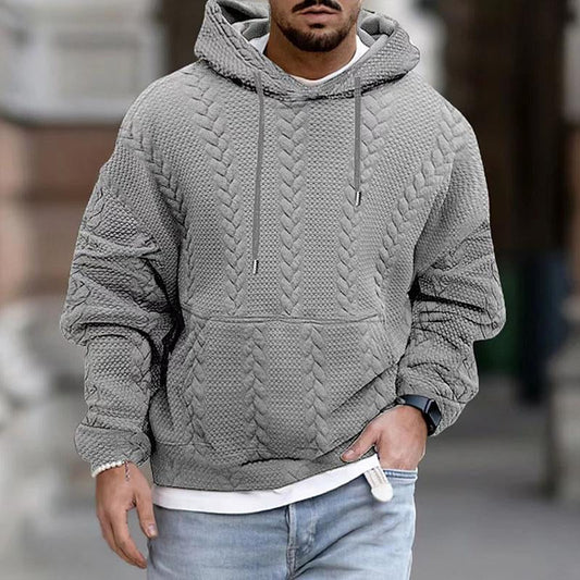 Men's casual long sleeve knitted hoodie