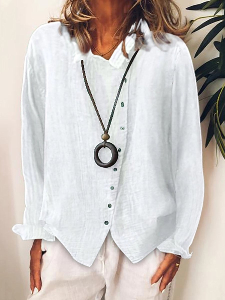 Women's cotton and linen casual long shirt