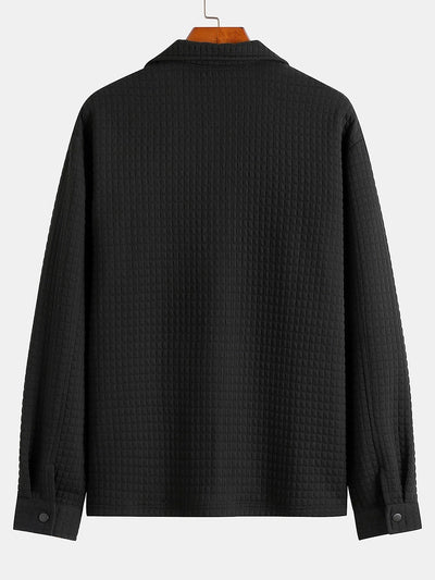 Men's quilted overshirt with jacquard pattern