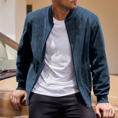 Men’s Full-Zip Jacket – Regular Fit – Soft Touch Luxury Fabric – Ribbed Cuffs & Hem
