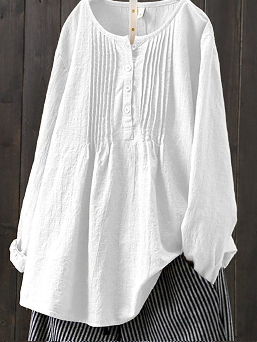 Women's retro cotton and linen casual shirt