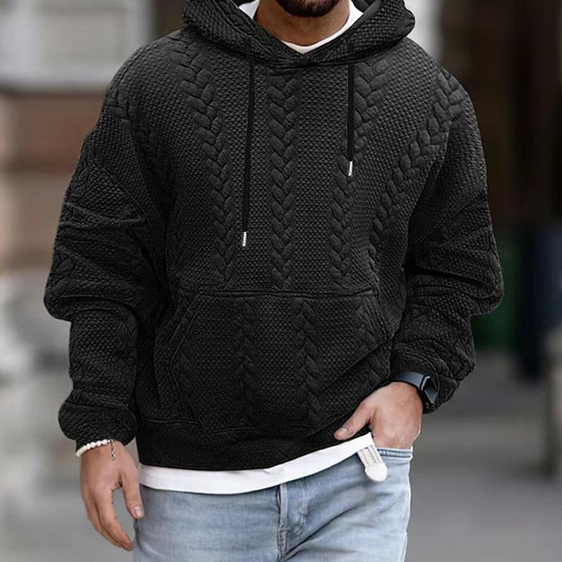 Men's casual long sleeve knitted hoodie