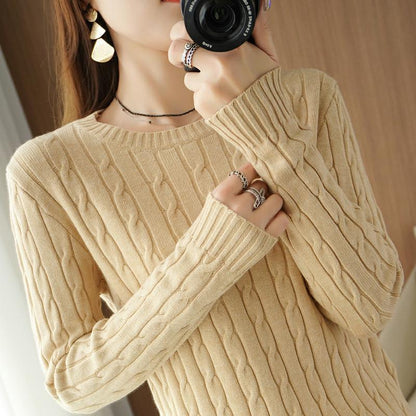 Womens winter cable knit pullover sweater