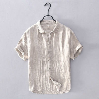Men's casual short-arm shirt with slap collar