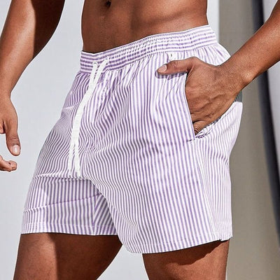 Men’s Swim Shorts – Quick-Dry Breathable Blend – Striped – Regular Fit – Mid-Thigh Length