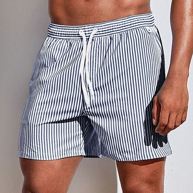 Men’s Swim Shorts – Quick-Dry Breathable Blend – Striped – Regular Fit – Mid-Thigh Length