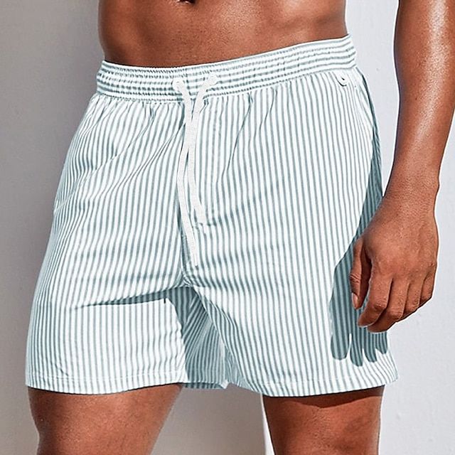 Men’s Swim Shorts – Quick-Dry Breathable Blend – Striped – Regular Fit – Mid-Thigh Length