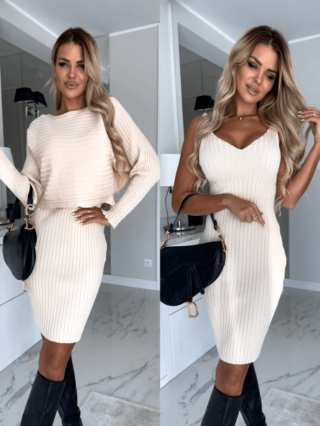 Sleeveless Knit Dress with Matching Sweater for Women