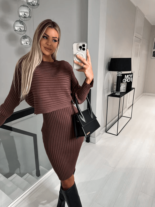 Sleeveless Knit Dress with Matching Sweater for Women