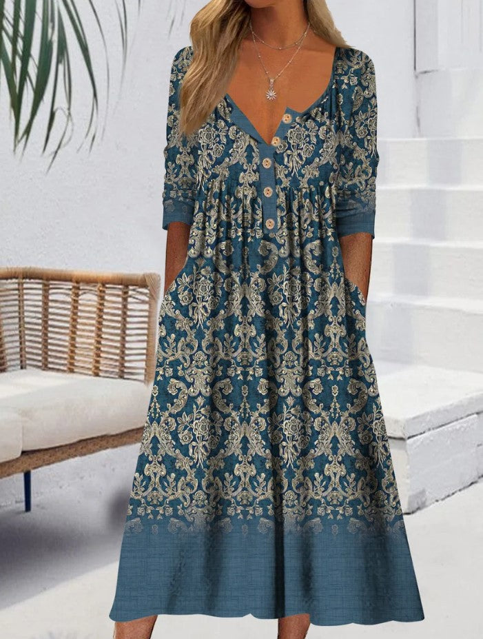 Women's Button-Up Midi Dress – Casual & Chic