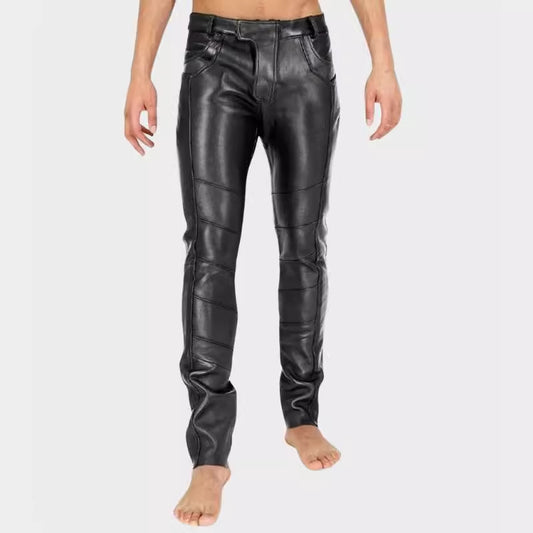 Tough PU leather pants men's