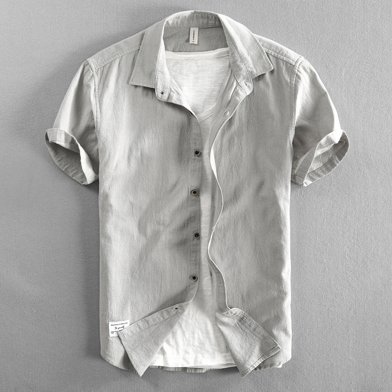Men’s Short-Sleeve Button-Up Shirt – Cotton Blend – Regular Fit – Casual Wear