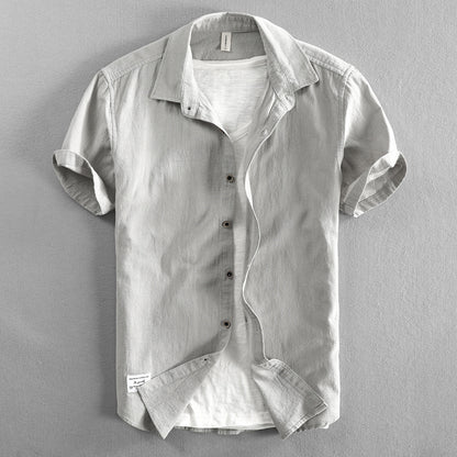 Men’s Short-Sleeve Button-Up Shirt – Cotton Blend – Regular Fit – Casual Wear