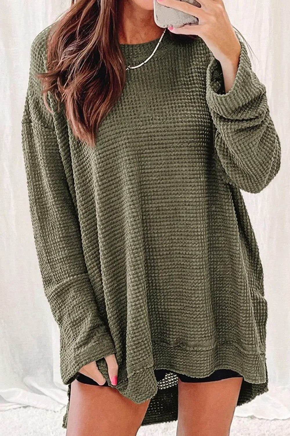 Women’s Long Shirt – Soft Knit – Loose Fit – Crew Neck – Long Sleeve Casual Style