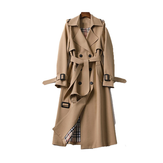 Women's Double Button Trench Coat - Classic Outerwear