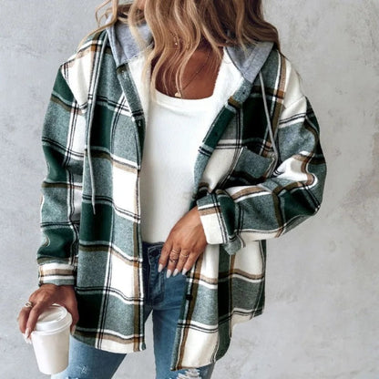 Women's checkered hooded jacket