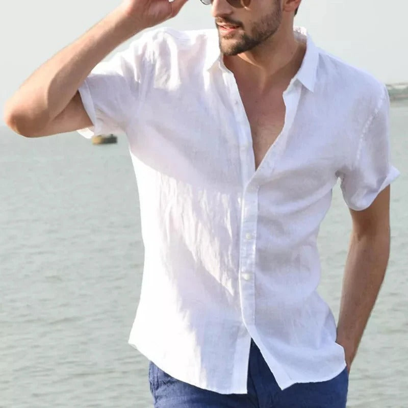 Men’s Short Sleeve Shirt – Relaxed Fit – Button-Up – Natural Fibers – Casual Style
