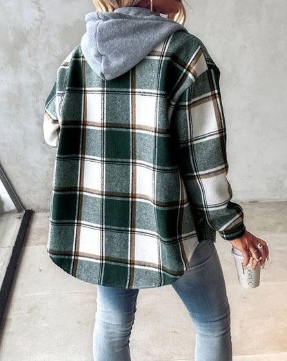 Women's checkered hooded jacket