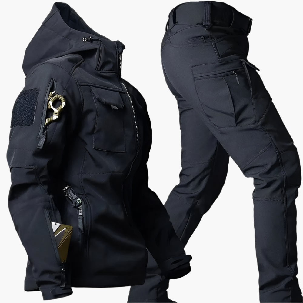 Men’s Outdoor Jacket and Pants Set – Softshell Weather-Resistant – Multi-Pocket Tactical Fit