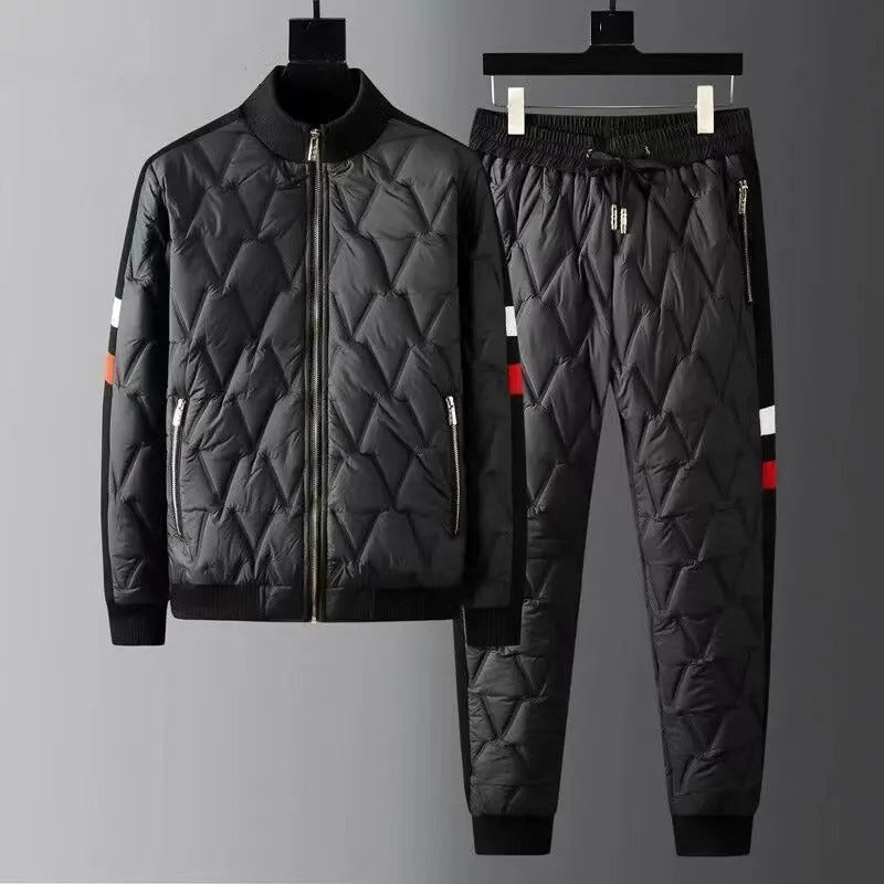 Men's jacket with stand-up collar and pants set