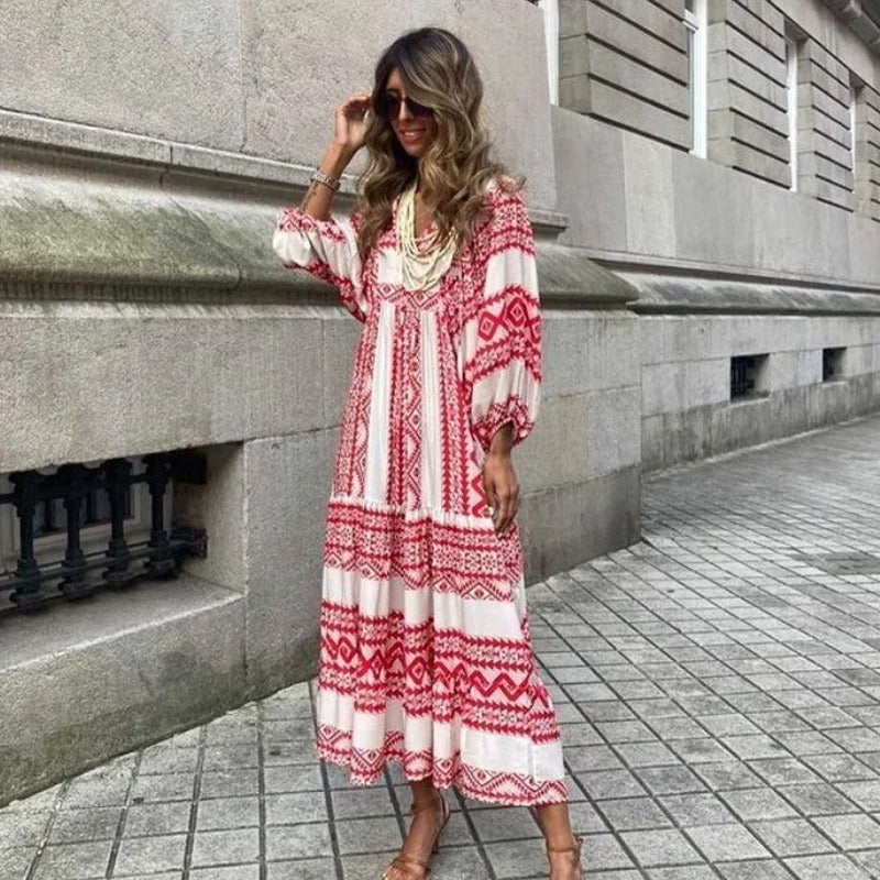 Geometric Print Midi Dress