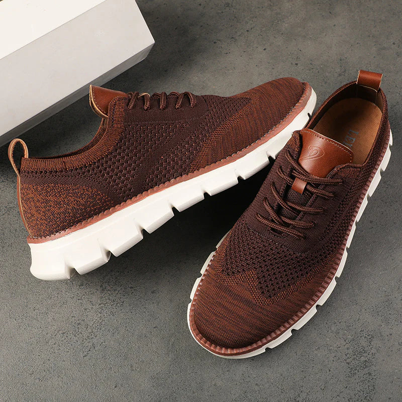 Men’s Knit Sneakers - Lightweight Breathable Upper - Cushioned Sole - Lace-Up Casual Shoes