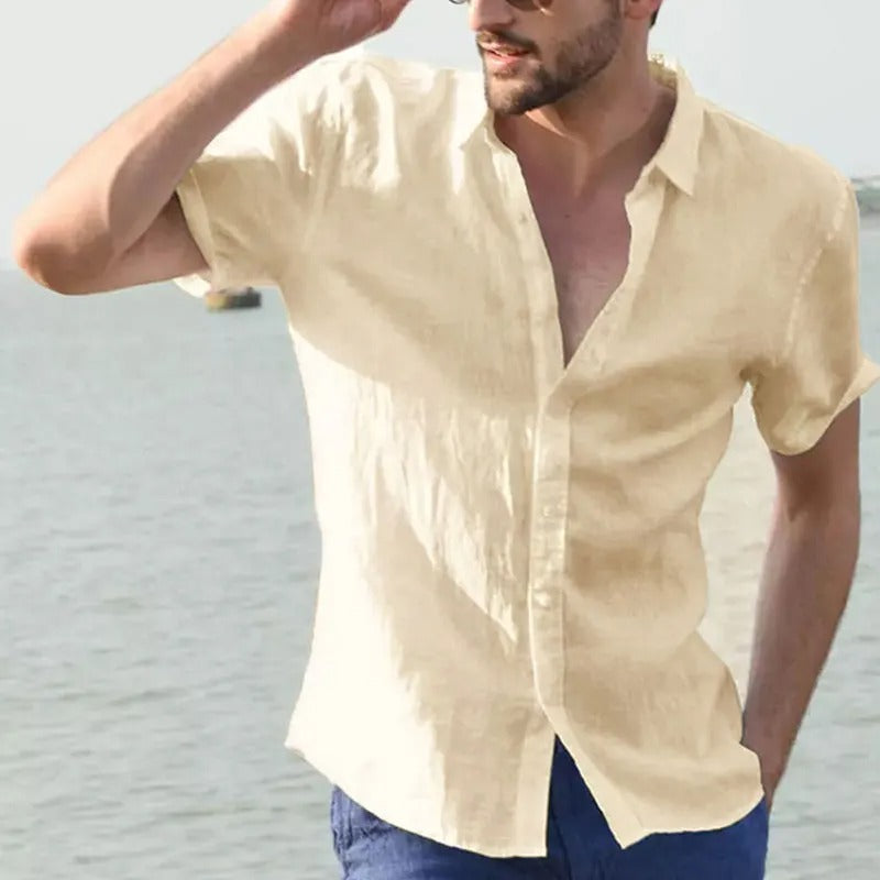 Men’s Short Sleeve Shirt – Relaxed Fit – Button-Up – Natural Fibers – Casual Style