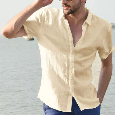 Men’s Short Sleeve Shirt – Relaxed Fit – Button-Up – Natural Fibers – Casual Style