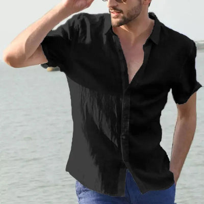 Men’s Short Sleeve Shirt – Relaxed Fit – Button-Up – Natural Fibers – Casual Style