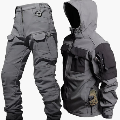 Men’s Outdoor Jacket and Pants Set – Softshell Weather-Resistant – Multi-Pocket Tactical Fit