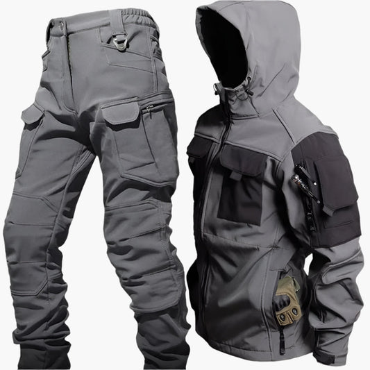 Men’s Outdoor Jacket and Pants Set – Softshell Weather-Resistant – Multi-Pocket Tactical Fit