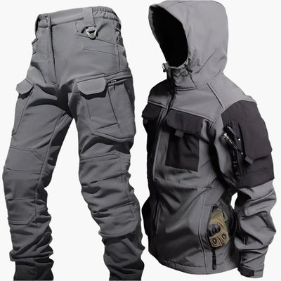 Men’s Outdoor Jacket and Pants Set – Softshell Weather-Resistant – Multi-Pocket Tactical Fit