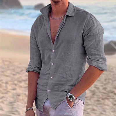 Men’s Button-Up Shirt – Relaxed Fit – Long Sleeve – Natural Fibers – Casual Wear