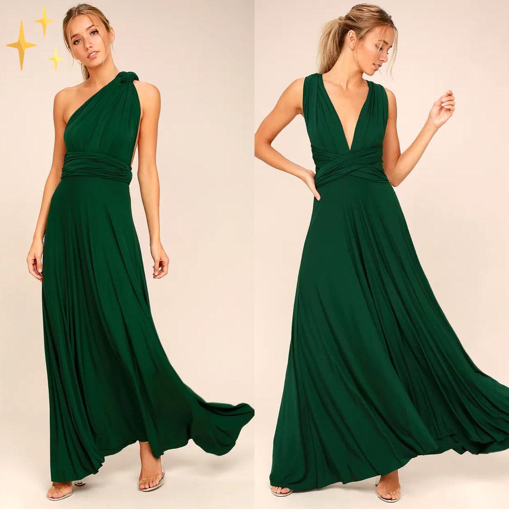 Elegant Convertible Maxi Dress with Halter Neck and Bow Detail for Women