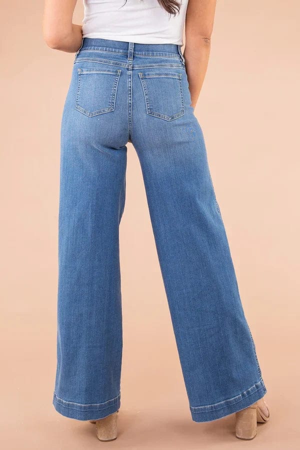 Women's Wide-Leg Jeans - High Waist - Comfortable Denim - Classic Five-Pocket Design