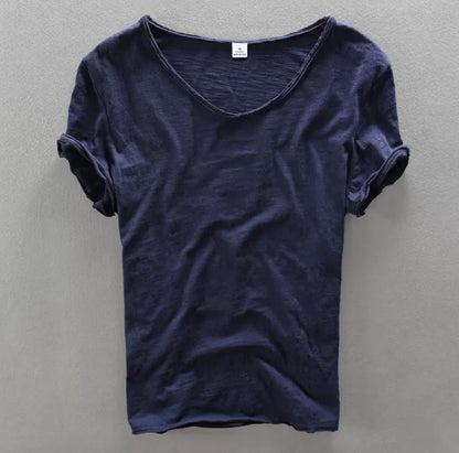 Men’s T-shirt – Soft Knit – V-Neck – Standard Fit – Short Sleeve – Natural Fibers