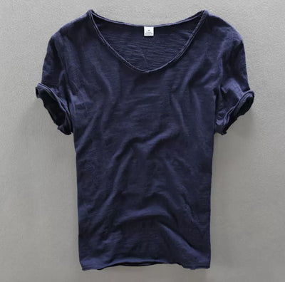 Men’s T-shirt – Soft Knit – V-Neck – Standard Fit – Short Sleeve – Natural Fibers