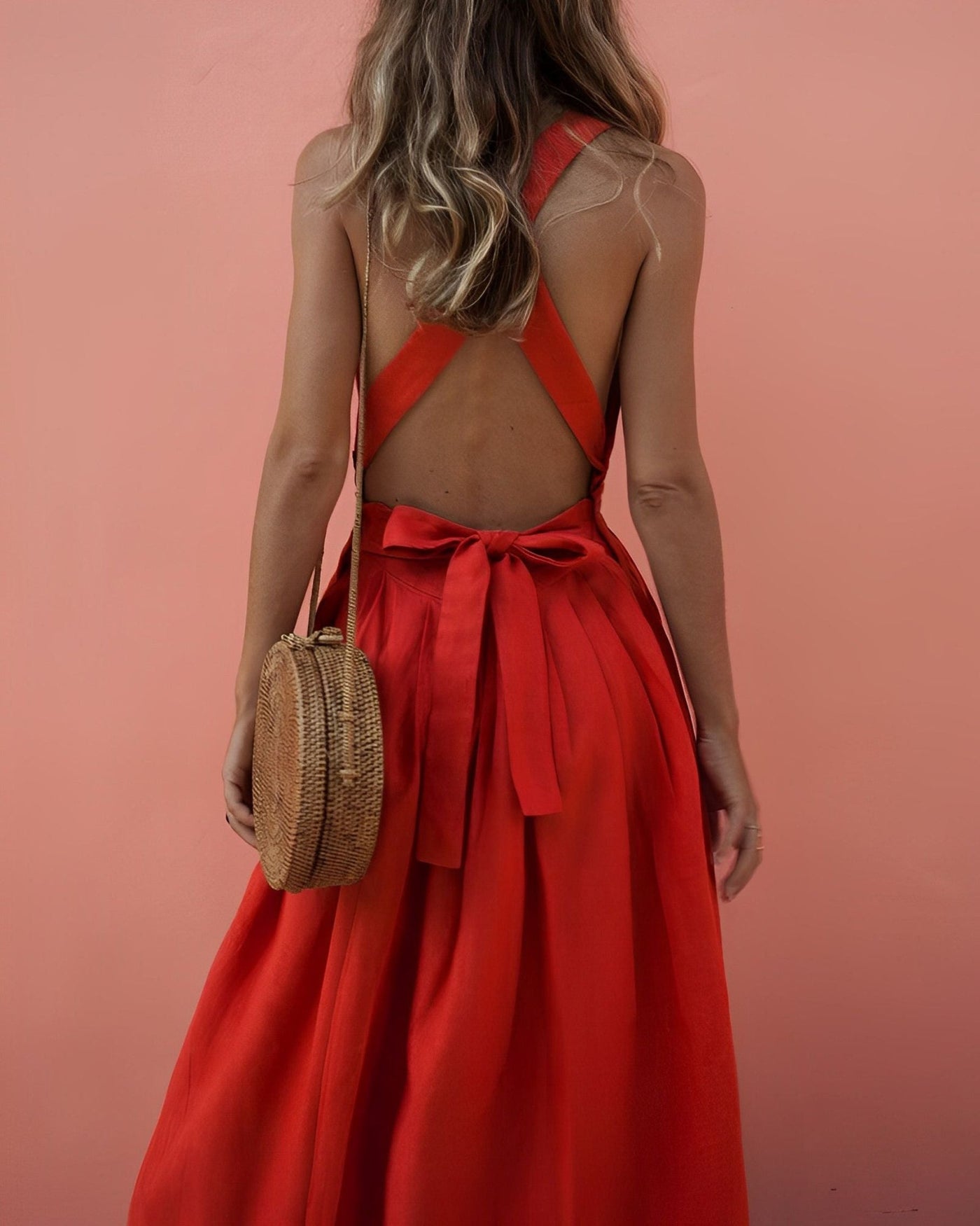 Square-Neck Halter Dress - Sustainable, Stretch Fit, All-Season Elegance