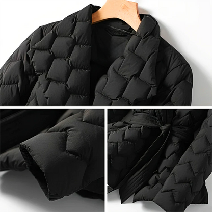 Quilted lightweight down jacket with waistband for women