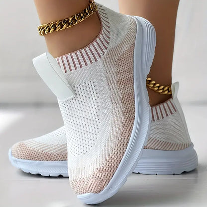 Women's Slip-On Sneakers - Knitted Breathable Upper - Cushioned Support Sole - Casual Wear