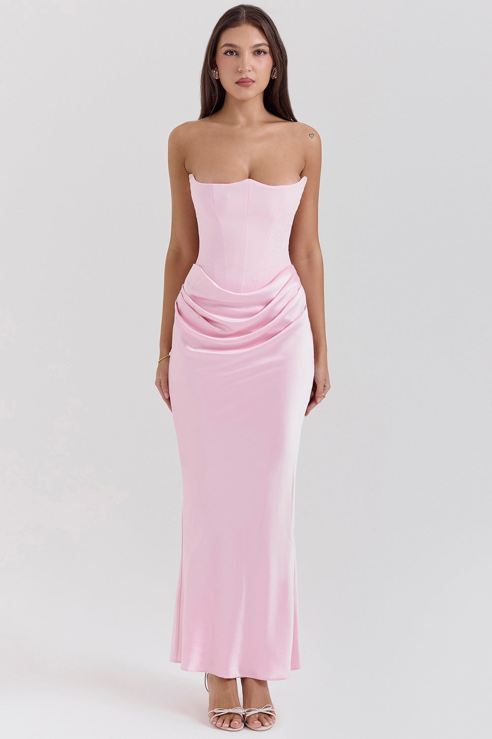 Women’s Evening Dress – Strapless Satin – Mermaid Fit – Full Length Formal Gown