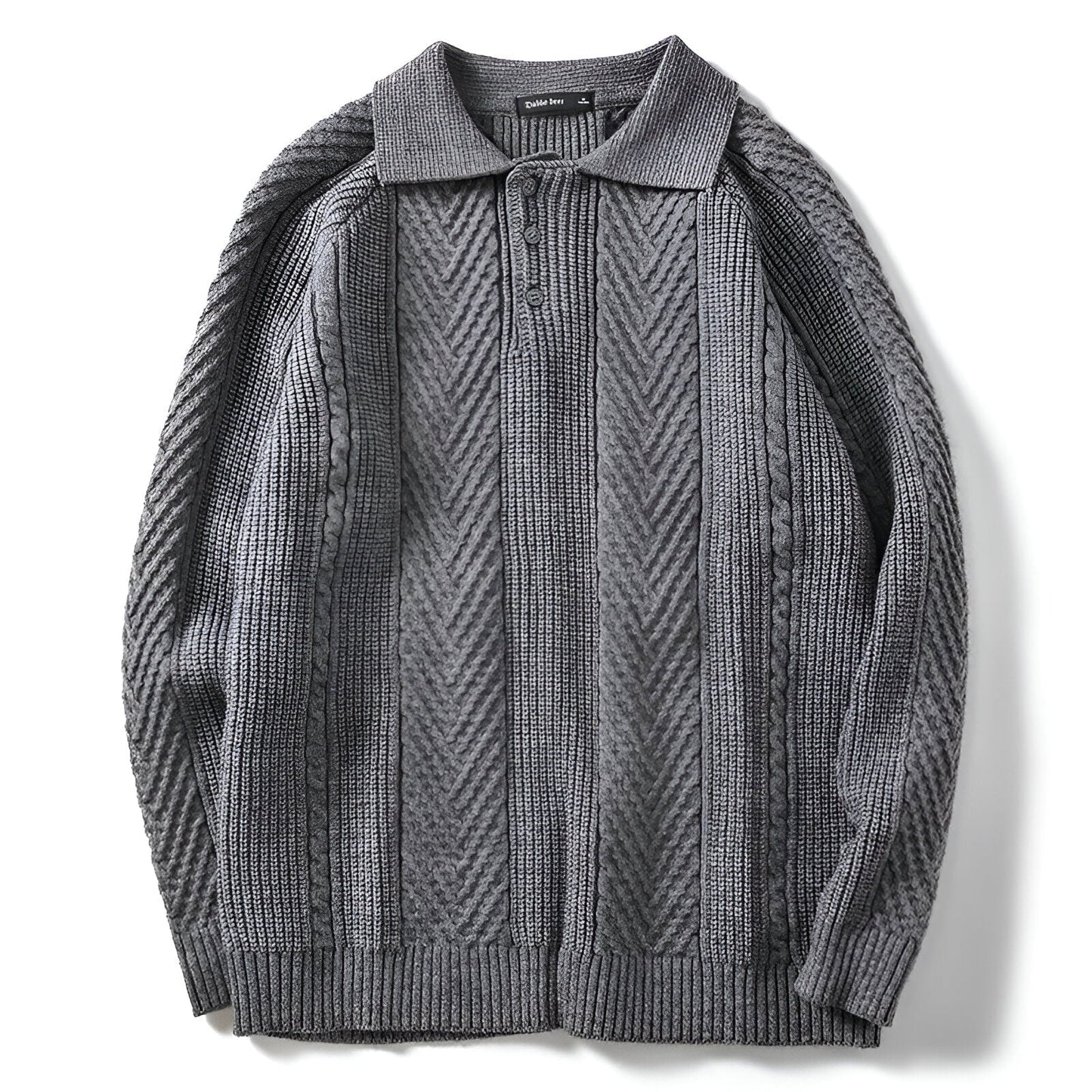 Men's knitted slim fit lapel sweater