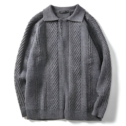 Men's knitted slim fit lapel sweater
