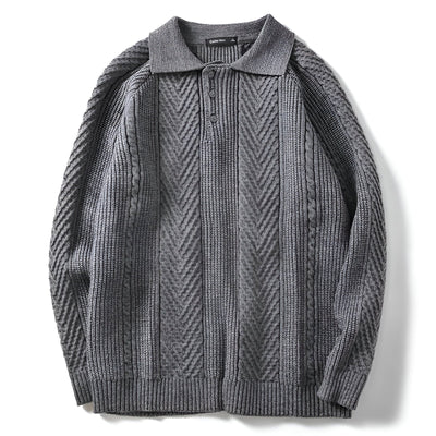 Men's knitted slim fit lapel sweater